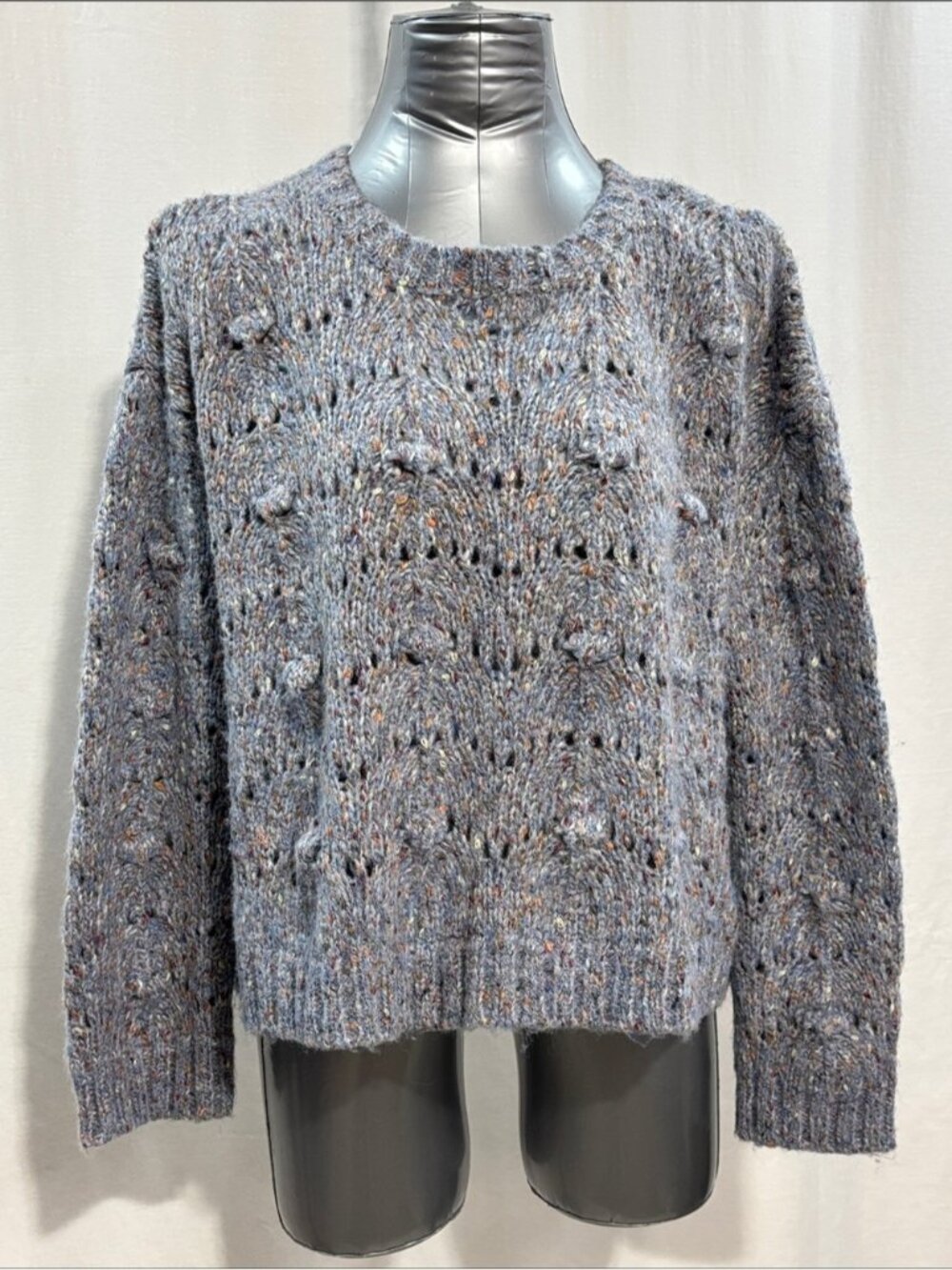 Zara Wool Blend Boxy Popcorn Knit Crewneck Sweater 276 oversize trendy every day